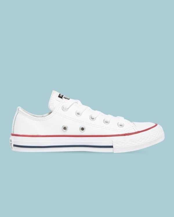 Converse Chuck Taylor All Star Leather Hvide Sko Danmark - Converse Lave Sneakers Børn - 43960EAMX